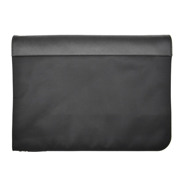 Prada Document Nylon Leather Pouch Black - Dallas Handbags