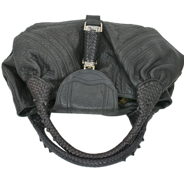 FENDI Spy Nappa Leather Satchel Bag Black