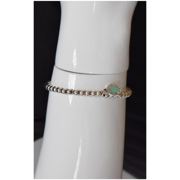 TIFFANY & CO Heart Tag Bead Small Bracelet Silver