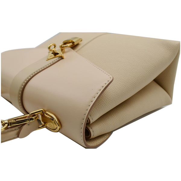 LOUIS VUITTON Rose Des Vents PM Grained Leather Top Handle Crossbody Bag Creme