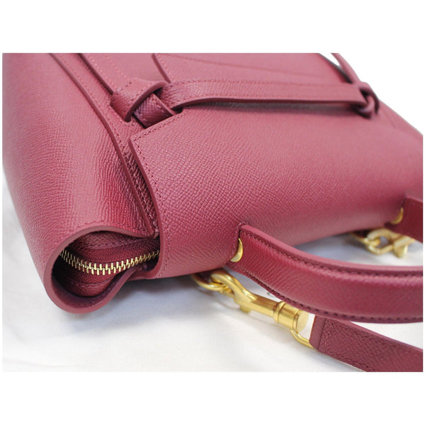 CELINE Micro Belt Grained Calfskin 2Way Shoulder Bag Ruby