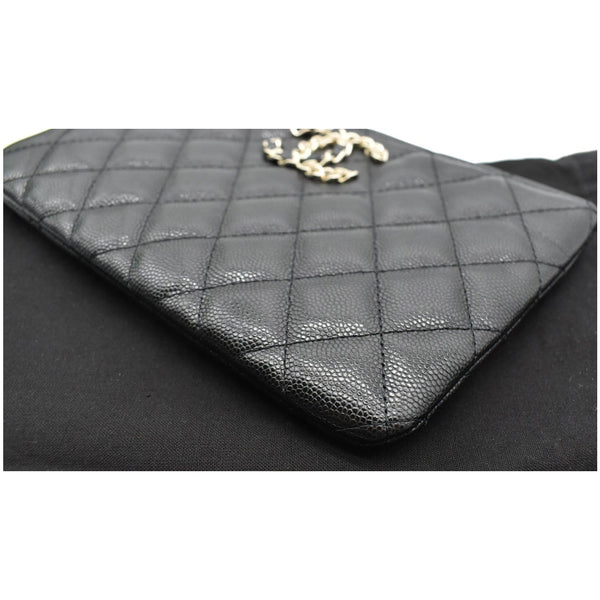 CHANEL French New Wave CC Caviar Quilted Pouch Black