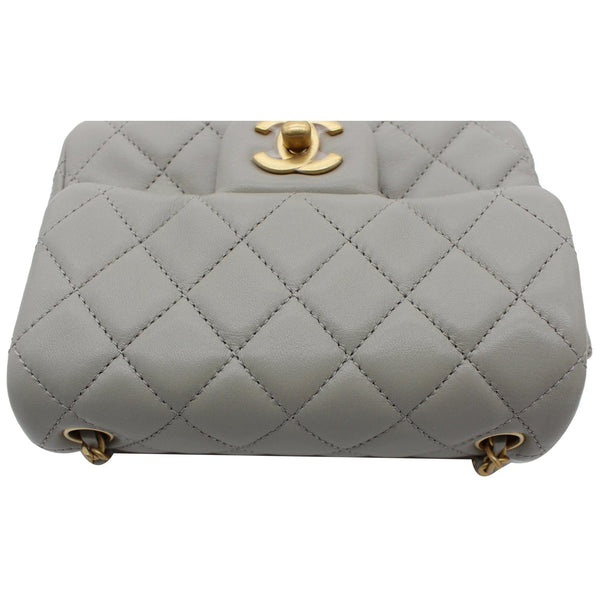 CHANEL CC Pearl Crush Mini Flap Quilted Lambskin Leather Shoulder Bag Light Grey