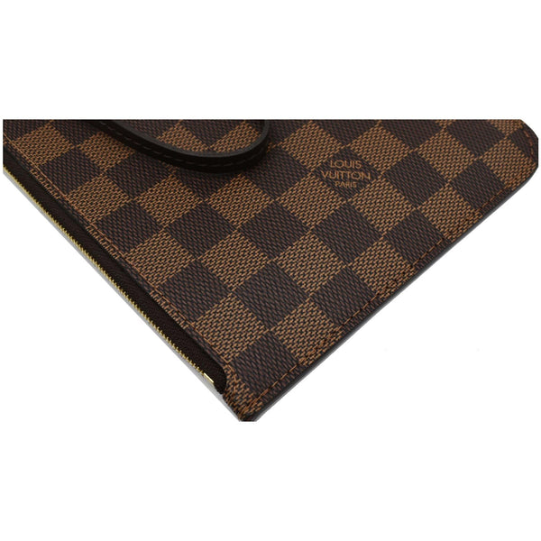 LOUIS VUITTON Neverfull MM Damier Ebene Pochette Wristlet Pouch Brown