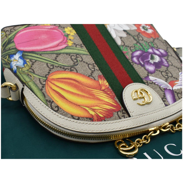 GUCCI Ophidia Flora Small Supreme Canvas Shoulder Bag Beige 499621