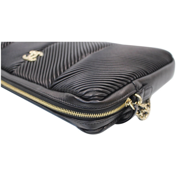 Chanel Large CC Zip Chain Lambskin Leather Clutch side look