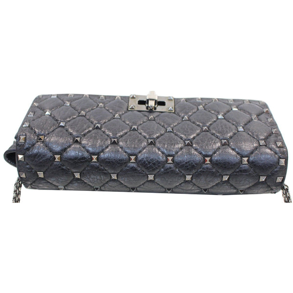 VALENTINO Garavani Rockstud Spike Chain Leather Crossbody Bag Black