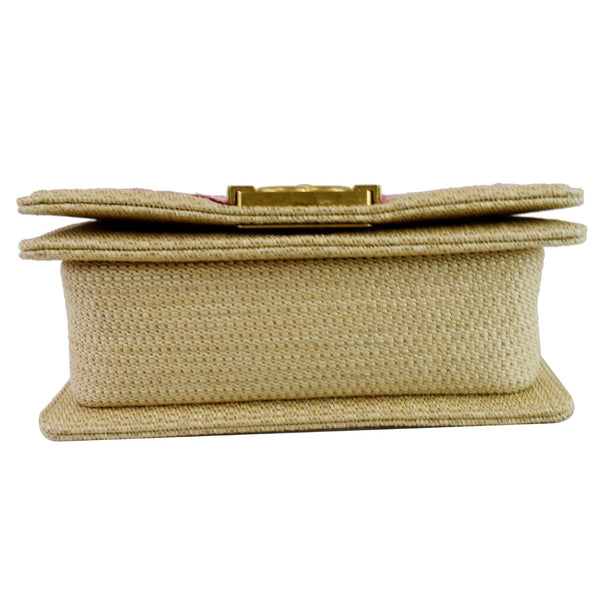 CHANEL Small Boy Chevron Cotton Mixed Fibers Shoulder Bag Pink