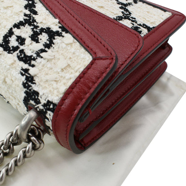 GUCCI Dionysus GG Tweed Small Shoulder Bag Cerise 400249