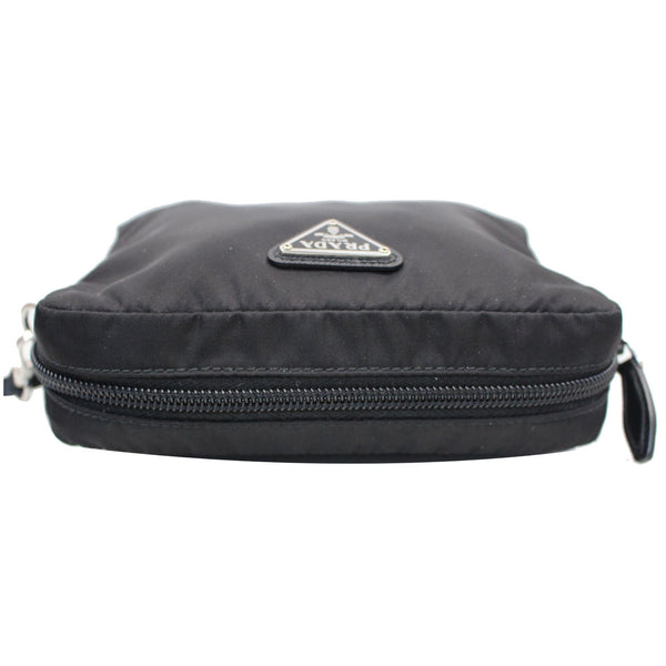 PRADA Logo Round Edge Nylon Cosmetic Wristlet Pouch Black 1NE021
