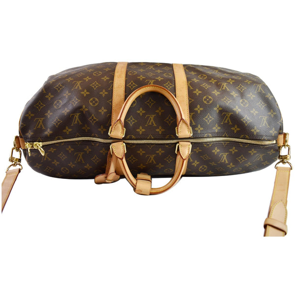 LOUIS VUITTON Keepall Bandouliere 55 Monogram Canvas Travel Bag Brown