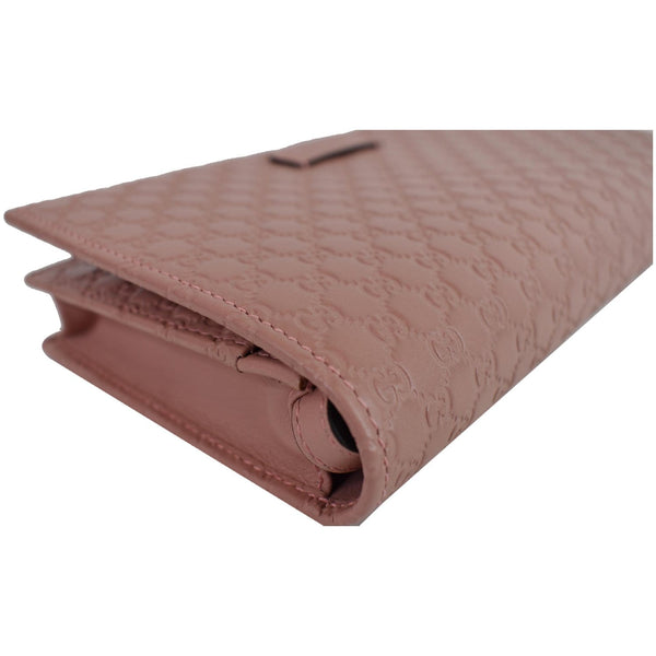 GUCCI Micro GG Guccissima Leather Crossbody Wallet Pink 466507