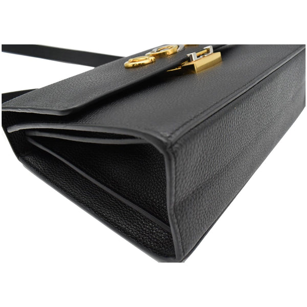 GUCCI Zumi Small Grainy Leather Chain Crossbody Bag Black 576388