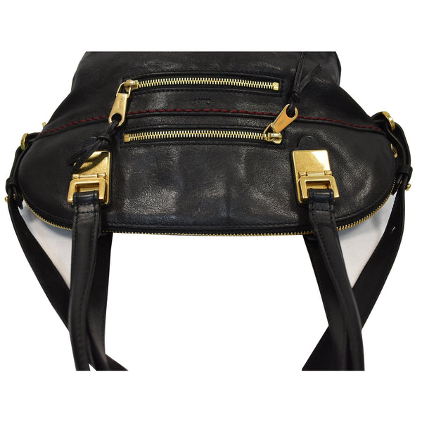 CHLOE Angie Large Leather Tote Shoulder Bag Black