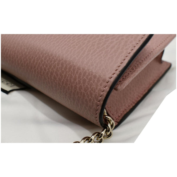 GUCCI Dollar Interlocking G Calfskin Leather Chain Wallet Crossbody Bag Soft Pink 510314