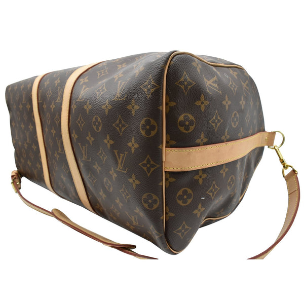 LOUIS VUITTON Keepall 50 Bandouliere Monogram Canvas Travel Bag Brown