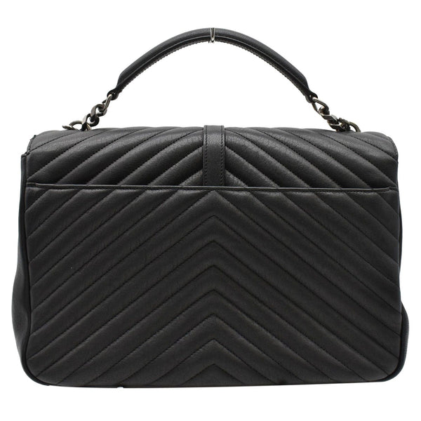 YVES SAINT LAURENT College Medium Flap Matelassé Leather Shoulder Bag Black