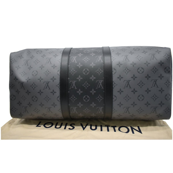 LOUIS VUITTON Keepall 50 Bandouliere Monogram Eclipse Canvas Travel Bag Black