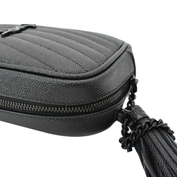 YVES SAINT LAURENT Mini Lou Leather Camera Crossbody Bag Black