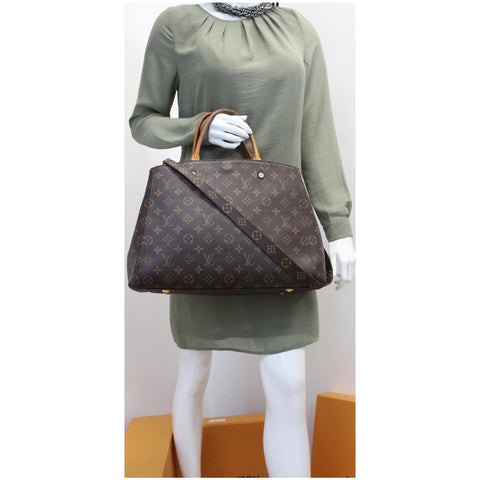 LOUIS VUITTON Montaigne GM Monogram Canvas Shoulder Bag Brown