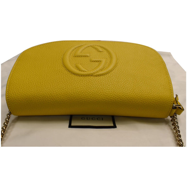 GUCCI Soho Chain Flap Leather Shoulder Bag Yellow 536224