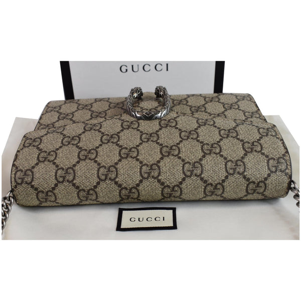 Gucci Dionysus GG Supreme Crossbody Chain Wallet Beige - top front side