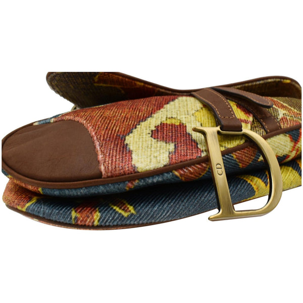 Christain Dior Impression Kilim Tapestry Canvas Saddle Bag side view