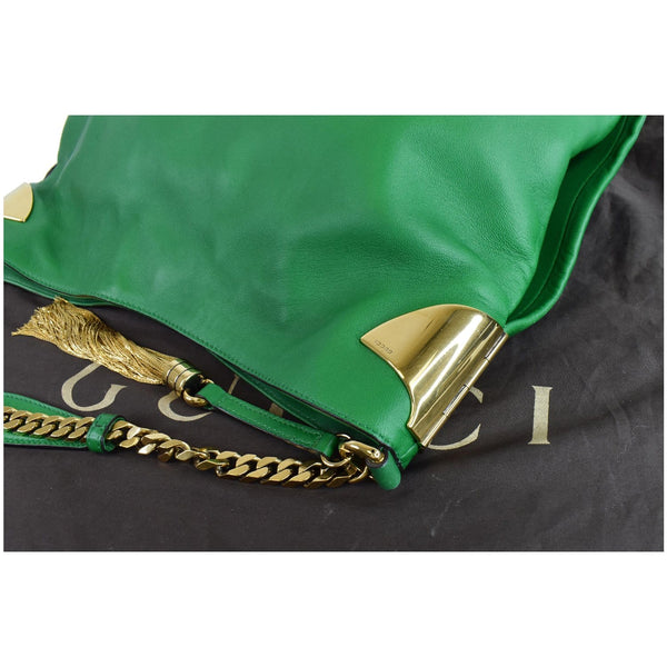 GUCCI 1970 Medium Leather Shoulder Bag Green 290682