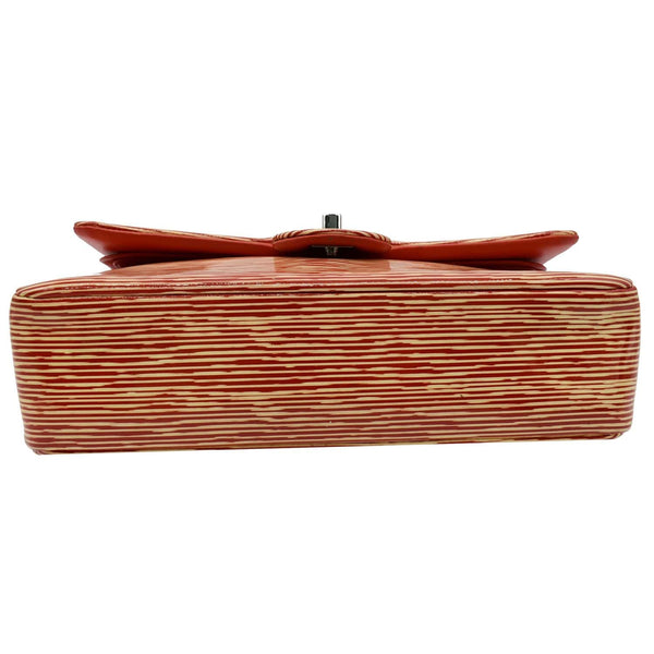 Chanel Medium Double Flap Striped Patent Leather Bag