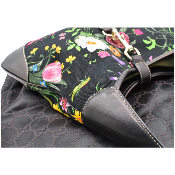 Gucci Flora Jackie O Bouvier Floral Printed Canvas Hobo Bag.