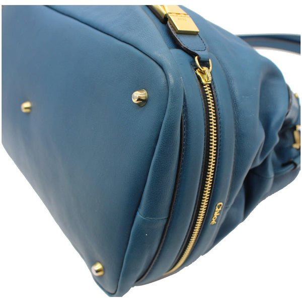 CHLOE Cary Zipped Leather Tote Bag Blue