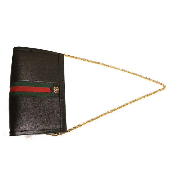 GUCCI Ophidia GG Medium Leather Shoulder Bag Black 503876