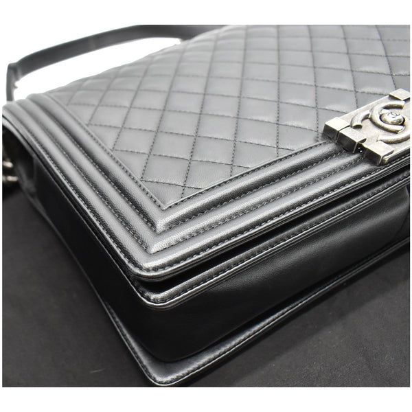 CHANEL Large Boy Flap Calfskin Quilted Leather Shoulder Bag Black