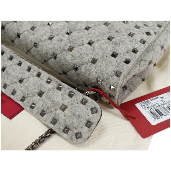 Valentino Garavani Rockstud Spike Chain Canvas Crossbody Bag Grey