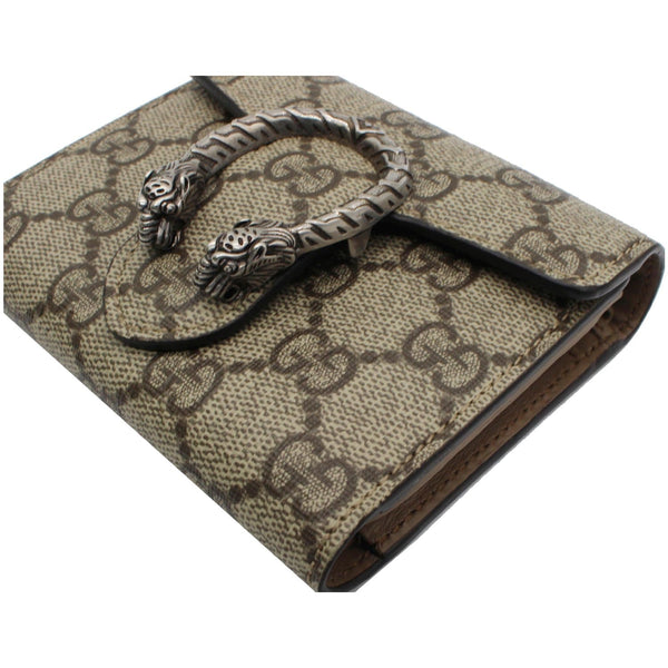 GUCCI Dionysus GG Supreme Canvas Card Case Wallet Beige 627073