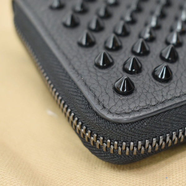 CHRISTIAN LOUBOUTIN Spike Panettone Leather Zippy Wallet Black - sold