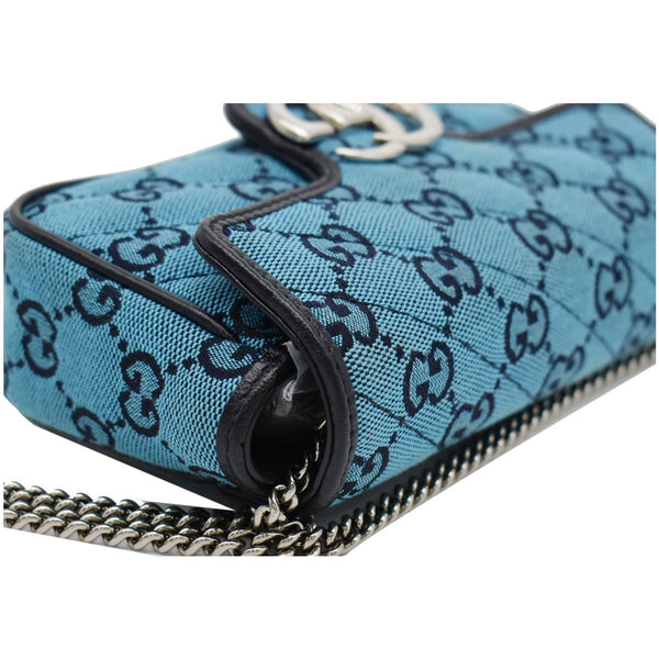 GUCCI GG Marmont Super Mini Matelasse Canvas Crossbody Bag Blue 476433