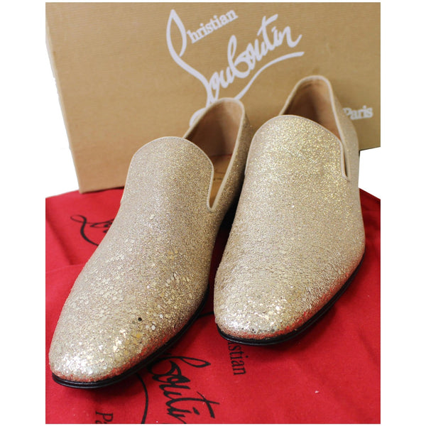 CHRISTIAN LOUBOUTIN Men's Dandelion Flat Glitter Dress Loafer Shoes Gold
