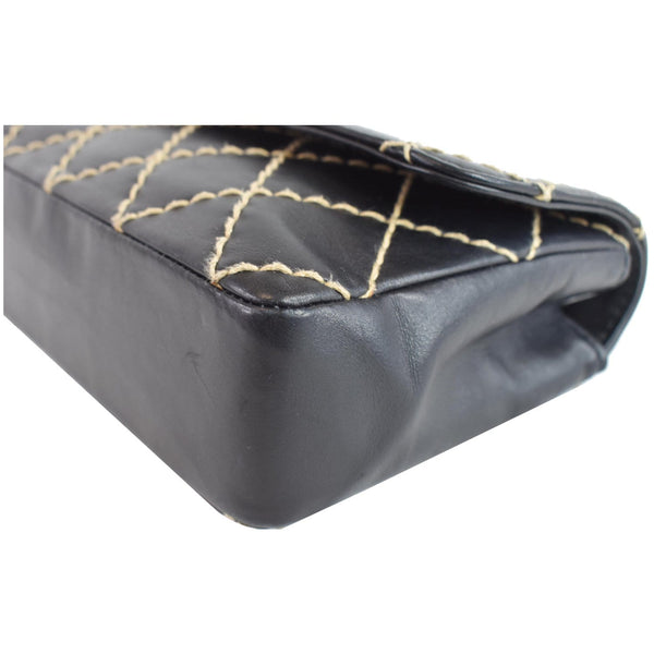 CHANEL Wild Stitch Quilted Calfskin Flap Shoulder Bag Black