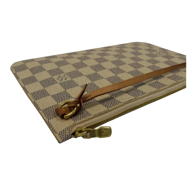 LOUIS VUITTON Pochette Wristlet Pouch Damier Azur Neverfull MM White