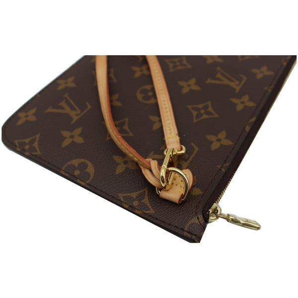 LOUIS VUITTON Neverfull Monogram Canvas Pochette Wristlet Pouch Brown