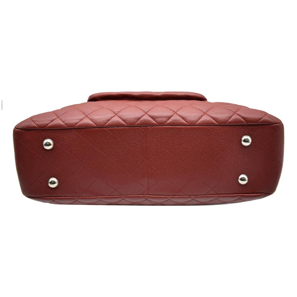 Chanel Front Flap Pocket Quilted Caviar Leather Tote Bag