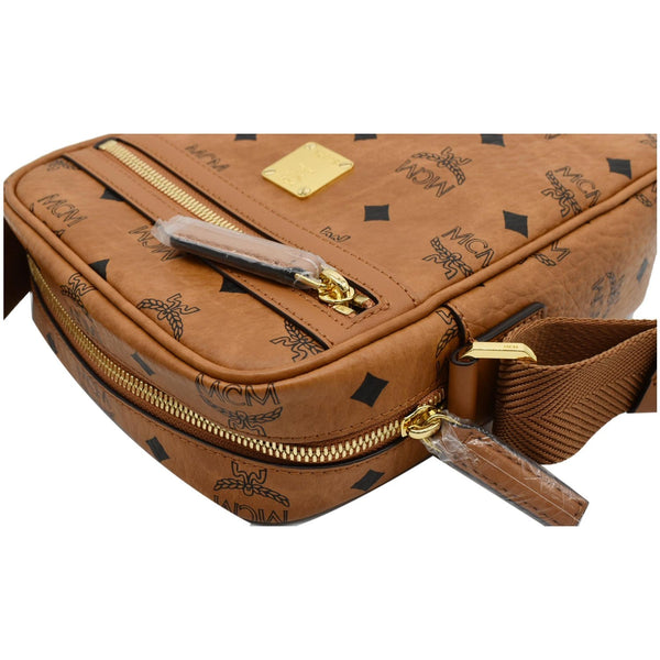 MCM KL Mini Visetos Monogram Canvas Crossbody Bag Cognac