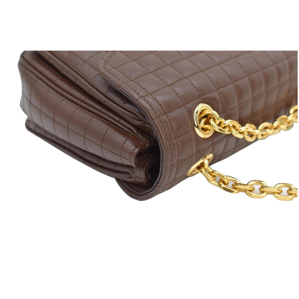 CELINE Medium C Quilted Leather Crossbody Bag Khaki