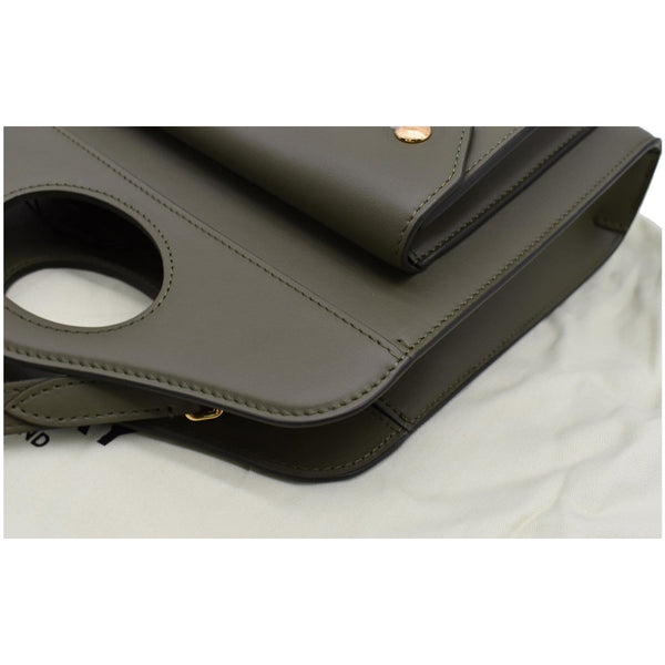 BURBERRY Mini Leather Pocket Tote Bag Dark Fern Green