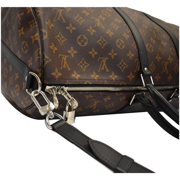 LOUIS VUITTON Keepall Bandouliere 55 Monogram Macassar Travel Bag Brown