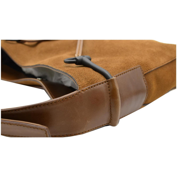 GUCCI Horsebit Suede Leather Shoulder Bag Tan 101975