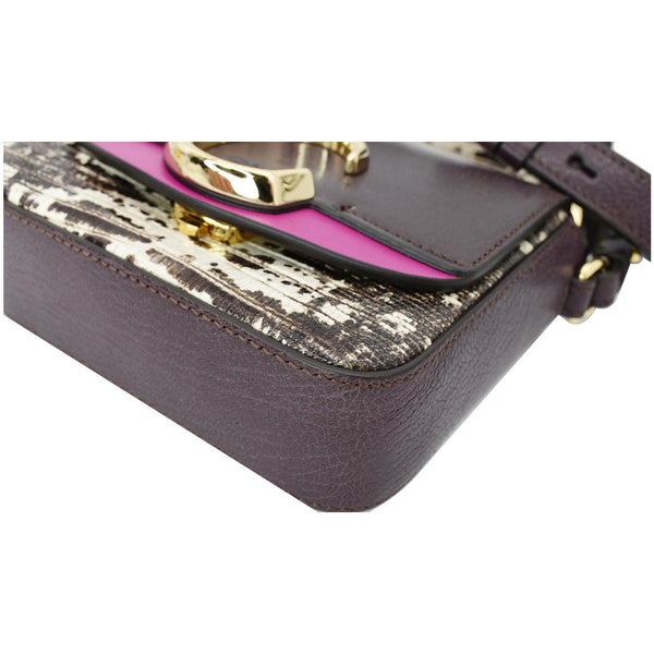 CHLOE Mini C Flap Double Carry Embossed Leather Crossbody Bag Raisin