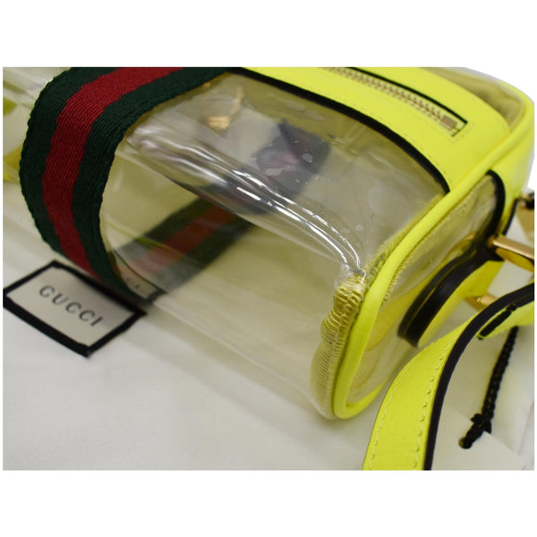GUCCI Ophidia Mini GG Web PVC Crossbody Bag Neon Yellow 517350