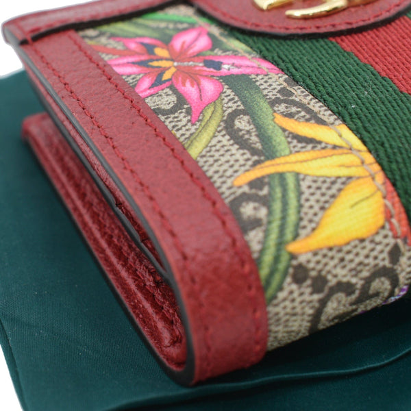 GUCCI Ophidia Flora GG Supreme Canvas Card Case Wallet Red